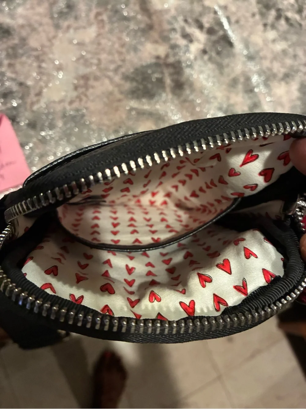 Brighton-Leather Scribble Crossbody Bag in Red, Black and Floral
